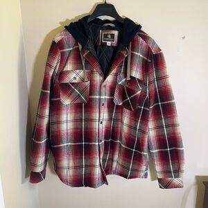 Legendary Outfitters Hooded Quilted Lining Red Plaid Flannel Jacket Men's XXL